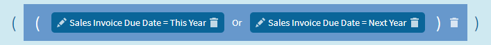 Sales Invoice Due Date = This Year OR Sales Invoice Due Date = Next Year