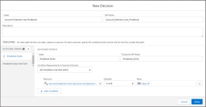 Screenshot of New Decision window in the Flow UI