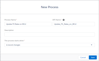 Screenshot of Creating a New Process in Process Builder