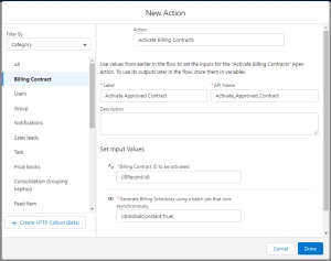 Screenshot of New Action window in the Flow UI