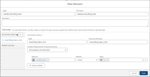 Screenshot of Decision window in the Flow UI